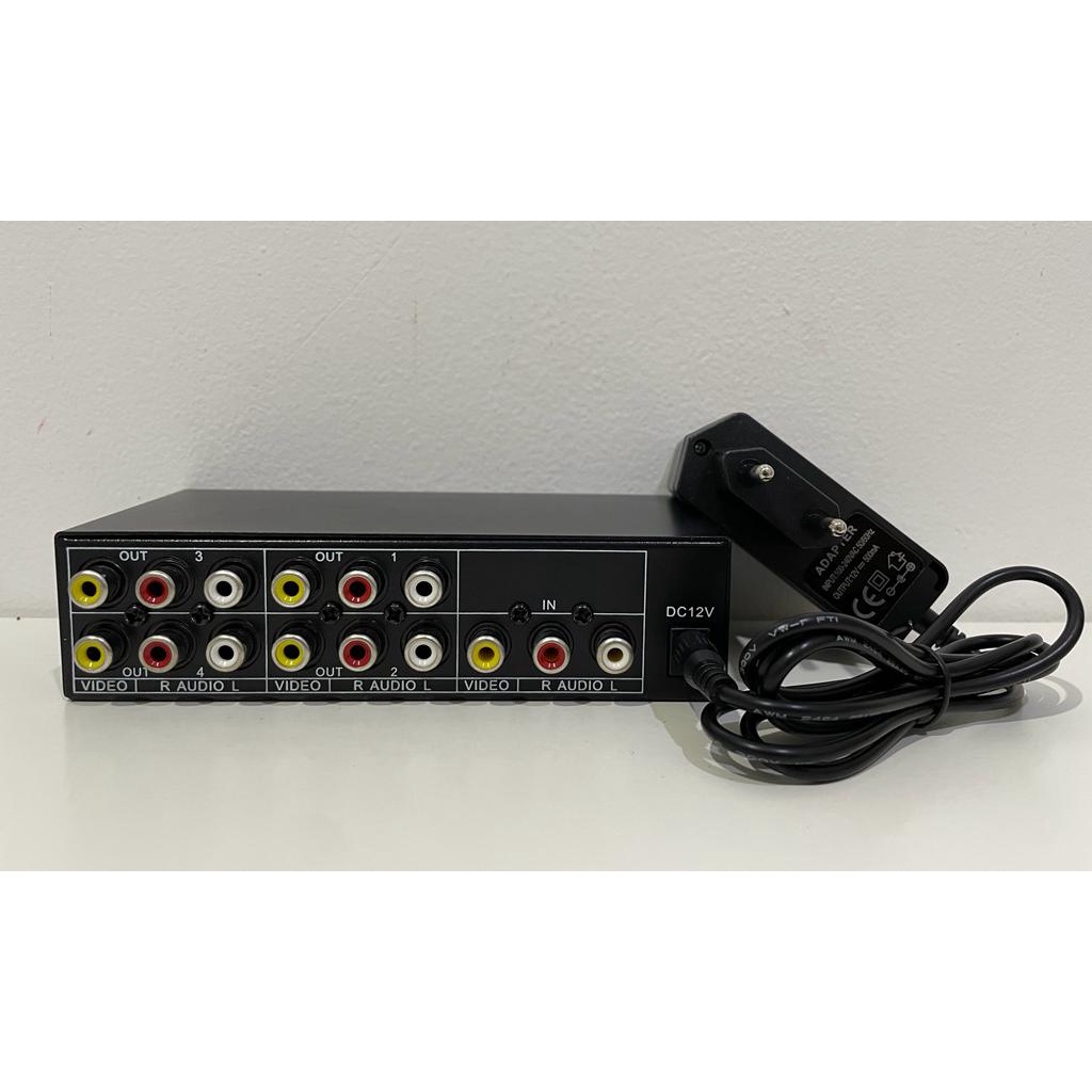 4 Load Video Audio AMP Splitter 104 AV Splitter 4 Port