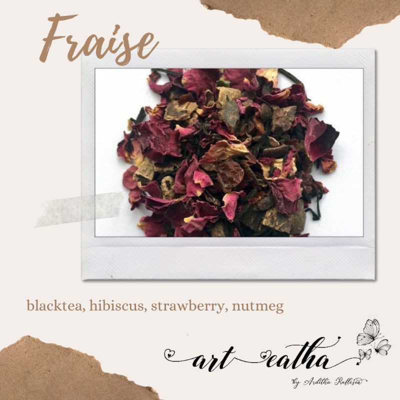 

FRAISE TEA BLEND/Teh Fraise 10 gram/Teh hibiscus,strawberry,black tea,nutmeg