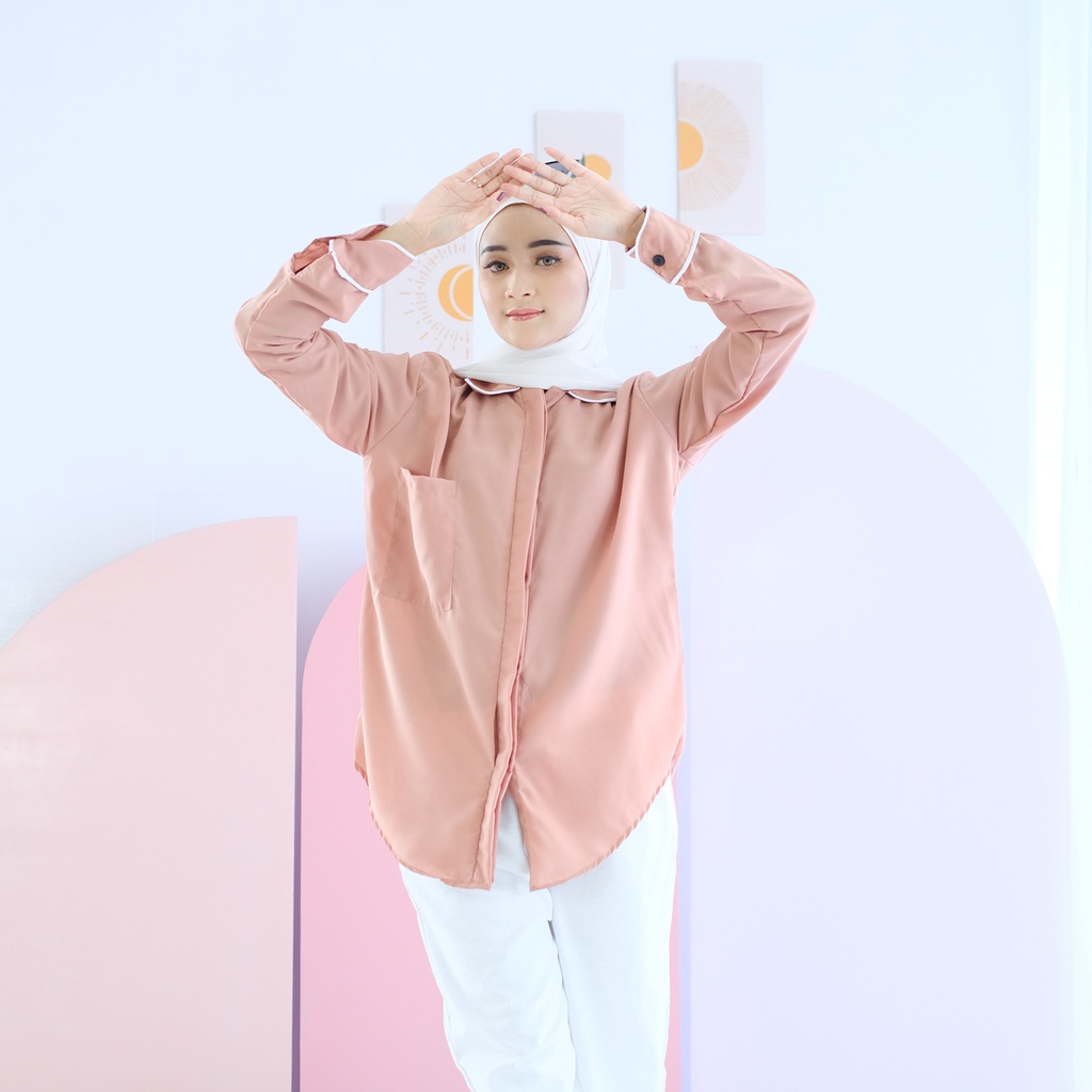 (MGA) KEMEJA OVERSIZE KAVELA OVERSIZE DAILY BUSUI KEMEJA PANJANG WOLFIS