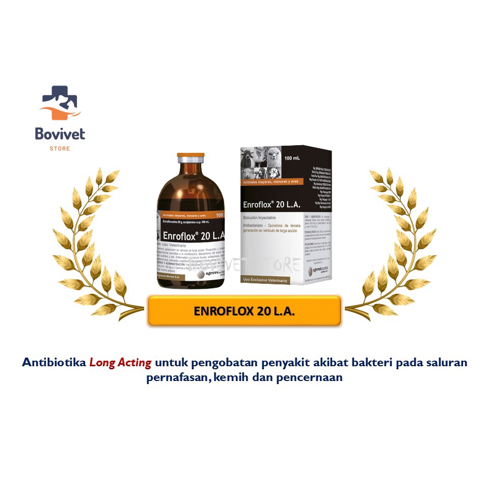 ENROFLOX 20 LA | Obat Pernafasan Hewan sifat Long Acting (LA)