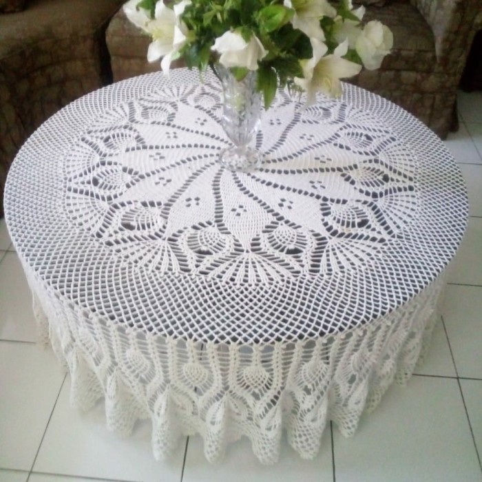 Taplak Meja Makan - Taplak Bulat Meja Makan Rajutan