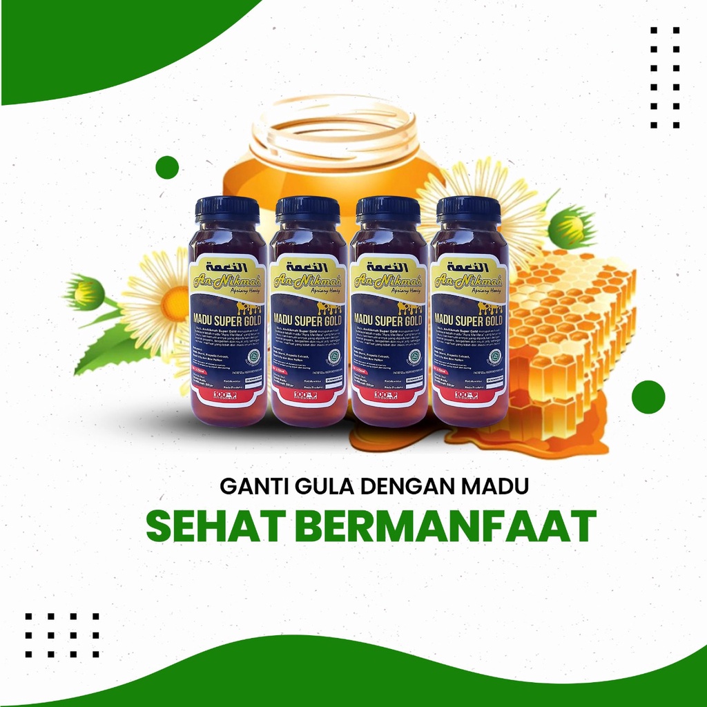

BEST SELLER !!! MADU MURNI + PROPOLIS + BEEPOLLEN + ROYAL JELLY (BPOM, MUI, HALAL)