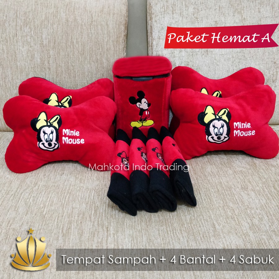 BANTAL MOBIL MICKEY MINNIE MOUSE / TEMPAT SAMPAH MOBIL MICKEY / AKSESORIS MOBIL MICKEY MINNIE