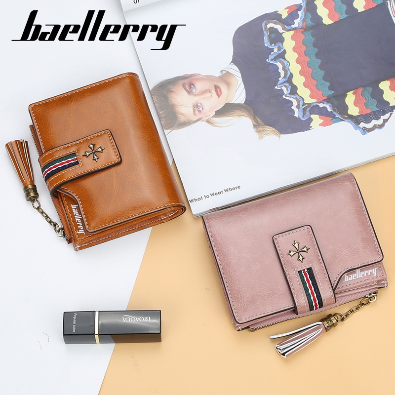 [BISA COD] BAELLERRY N1636 Dompet Wanita Kecil Bahan Kulit PU Leather Premium Dompet Lipat Wanita