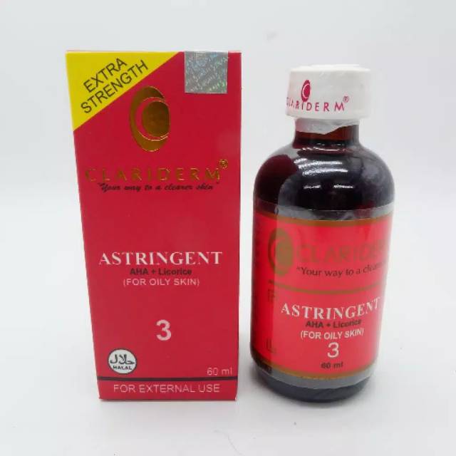 Toner Alkohol Clariderm 3 Cairan Kuning / Pembersih Wajah / Obat jerawat
