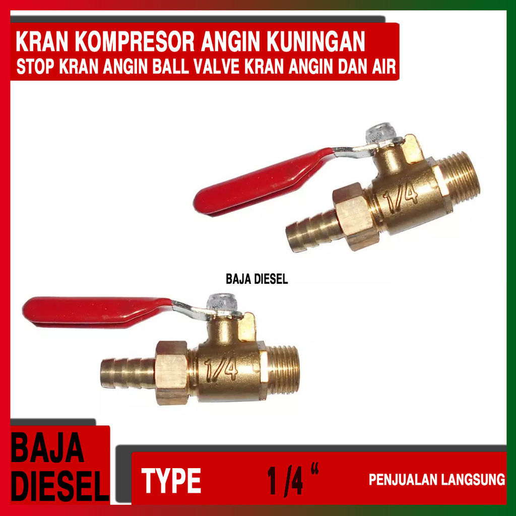 Kran Angin/ Kran Minyak Kompresor Kuningan Kran Angin 1-4 INCH
