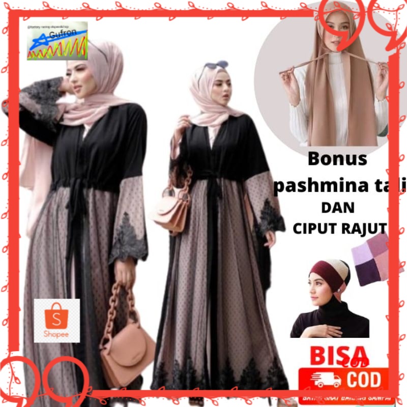 Gamis Abaya Nahla Abaya Turkey Hitam Dress Muslim Hitam Fashion Syari Termurah