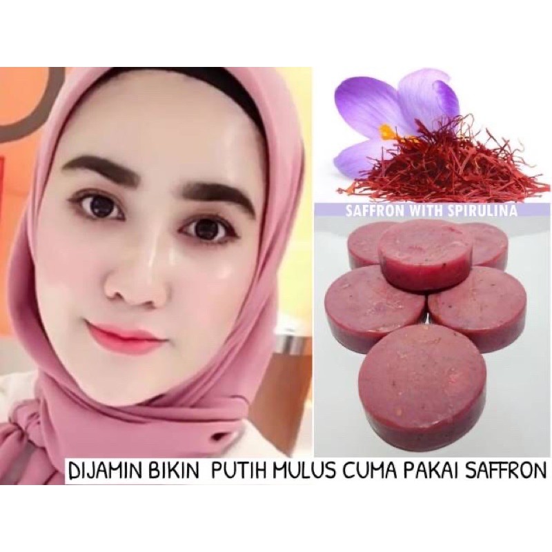 Sabun saffron with spirulina  safron untuk jerawat bruntusan flek hitam, pemutih wajah sabun wajah