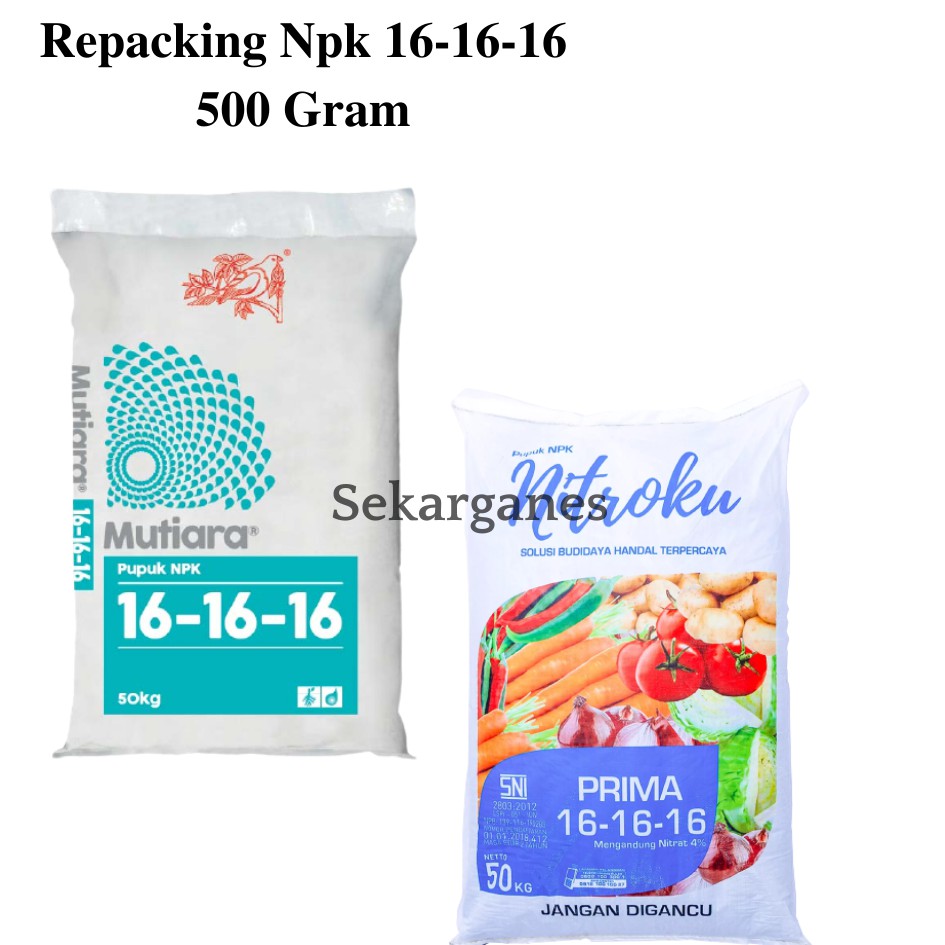 PUPUK NPK MUTIARA / PRIMA 16 16 16  PERTUMBUHAN BIBIT BENIH OK Kemasan Repacking 500 gram MURAH