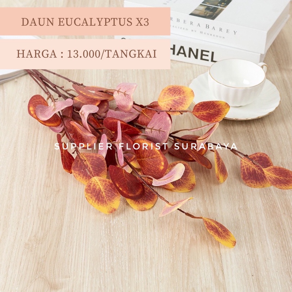 DAUN EUCALYPTUS DAUN ARTIFICIAL FLOWER BUNGA PALSU DAUN IMITASI