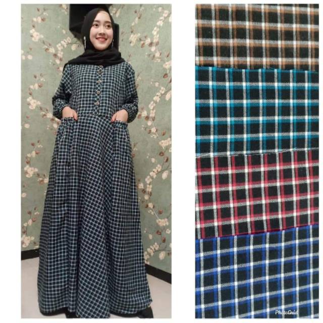 Gamis kotak flanel