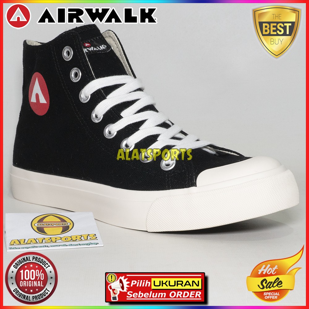 Airwalk Basic Canvas Hi AIW15CV0149 - Black White Sepatu Sneaker Pria Original
