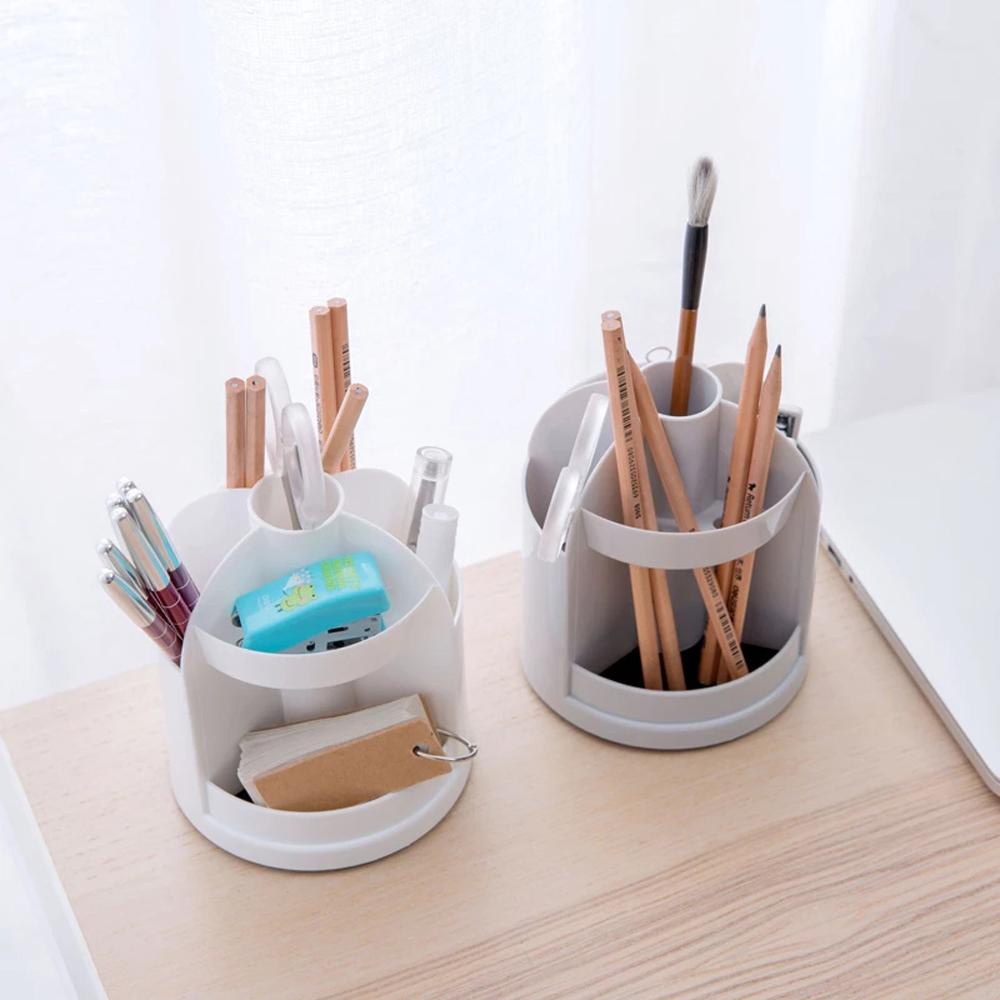 [Elegan] Desk Pen Organizer Aksesoris Kantor Desktop Storage Desktop Candy Pencil Case Tempat Pulpen Plastik