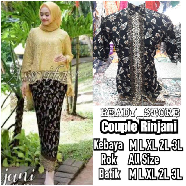 [COD] KEBAYA COUPLE RINJANI MODERN SIZE M - 3L  JUMBO-Yellow