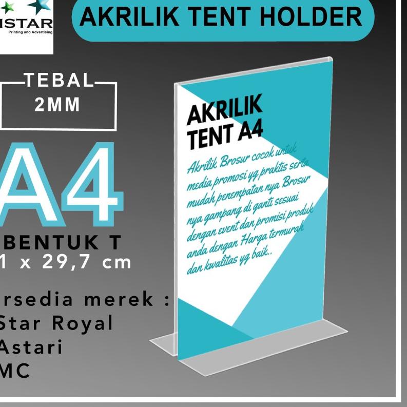 

Star Seller,!AKRILIK TENT HOLDER A4 / TEMPAT BROSUR A4 (min.order 2pcs)