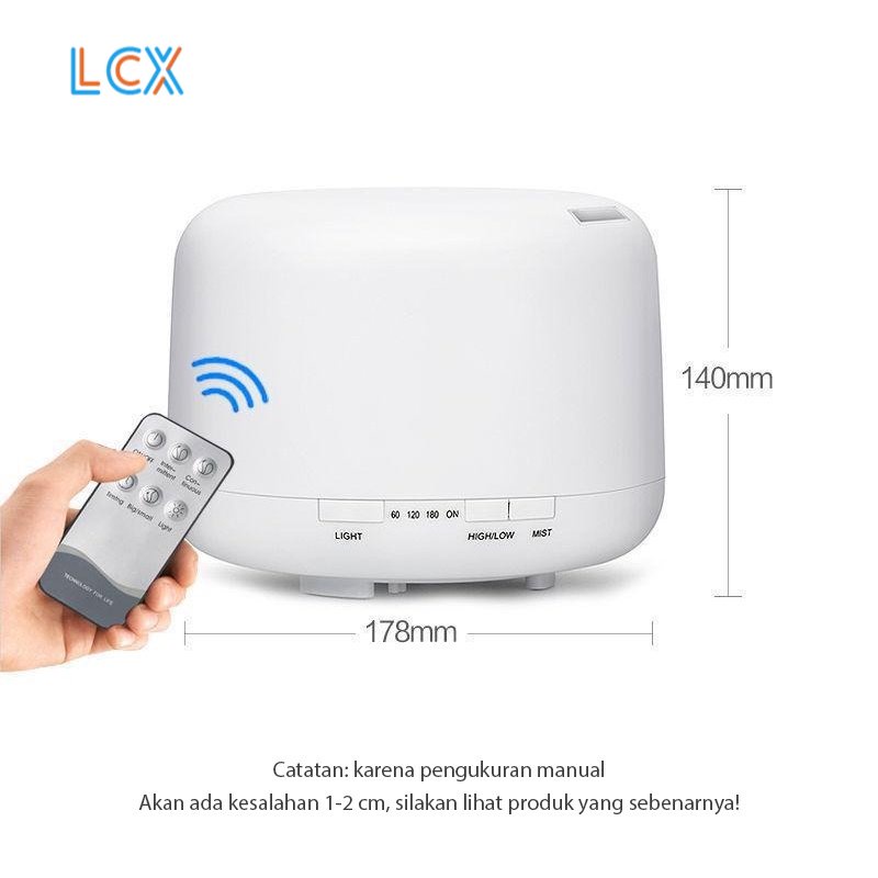 LCX Diffuser Humidifier Putih Ultrasonic Aromaterapi Diffuser Humidifier 500ml Air Purifier 500ml VS-1850