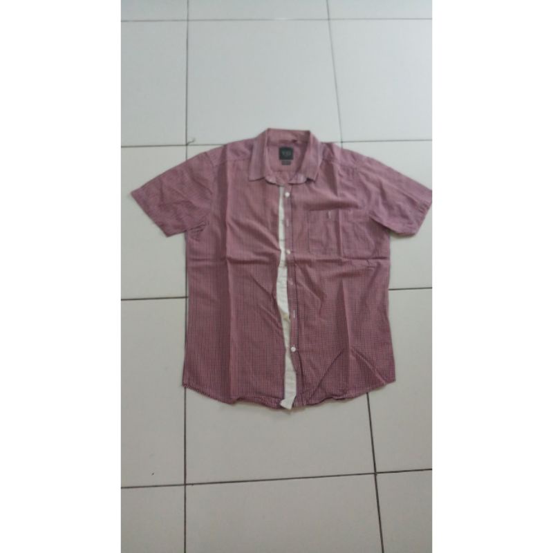 YEGE Kemeja Formal Pria SLIMFIT SLIM FIT MERAH HITAM Kotak