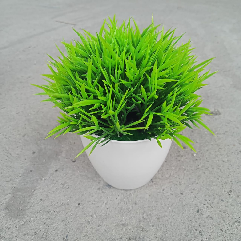 Satu7an PBP33 Tanaman Bunga Plastik Pot Tanaman Hias Bunga Stargrass Dekorasi Rumah Artificial-HIJAU