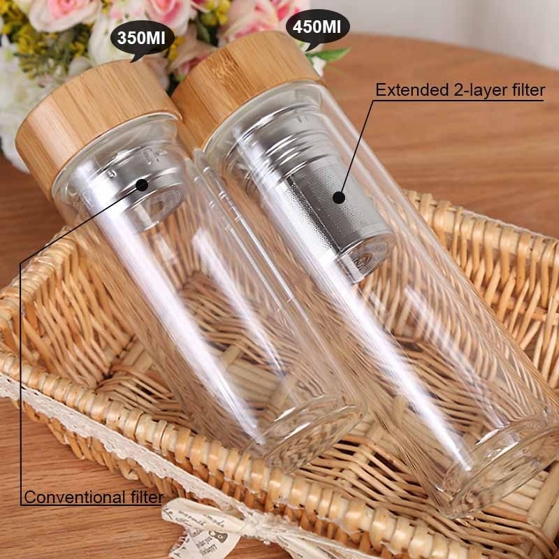 BORREY Botol Minum Kaca Tea Infuser Glass Bottle 450 ml - BR-029