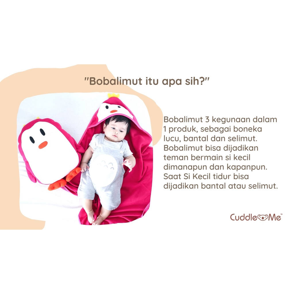 Cuddle Me Bobalimut 3in1 Boneka Bantal &amp; Selimut Cuddleme Karakter Multifungsi Serbaguna Kado Bayi Lahiran