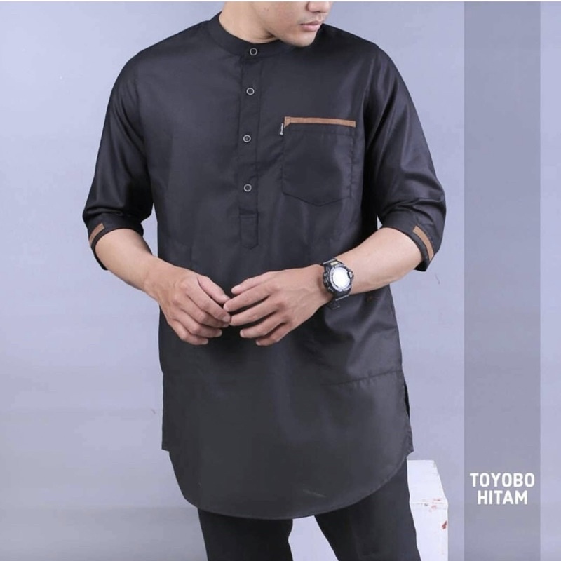 Baju koko kurta pria dewasa lengan 3/4 bahan toyobo fodu original