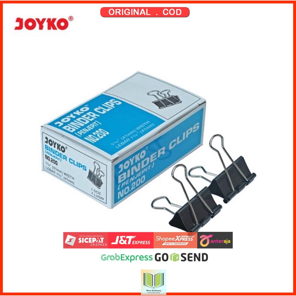 

Binder Clip / Klip / Penjepit Kertas Joyko 200 / 1 BOX 12 PCS