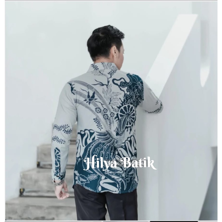 CAKRA PIRAU Kemeja Batik Pria Slimfit Premium Lengan Panjang Bahan Katun Halus Lapis Furing