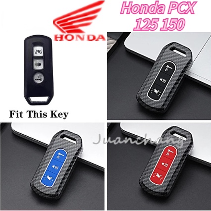 3tombol Carbon ABS Penutup Kunci Motor Case Shell Set Holder Untuk Honda Pcx125 150 SH125 SH300 2016 2017 2018 2019 2020 Super Cub125 Motor Scooter 3tombol Smart Key