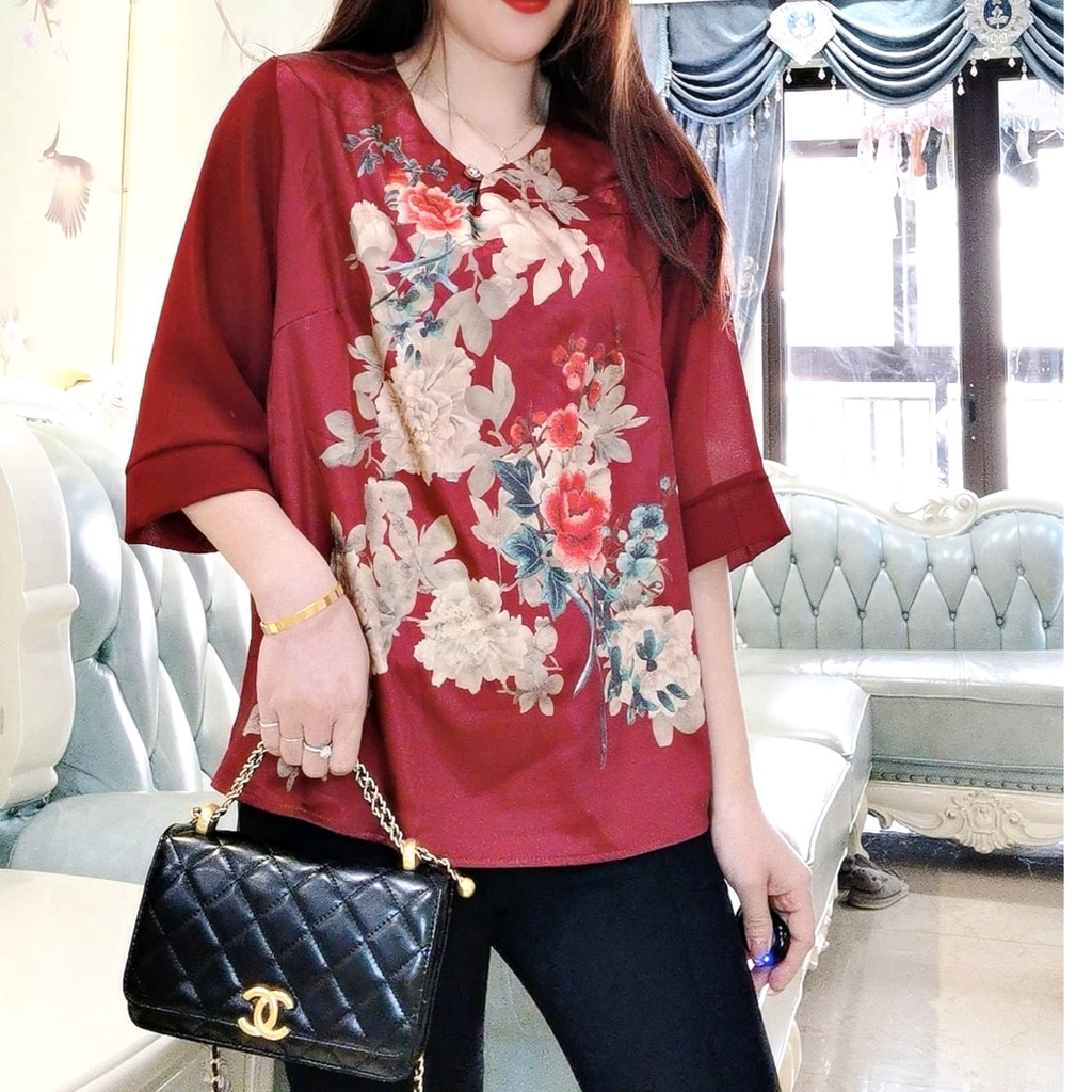 ZF ❤BISA COD-TERMURAH❤Baju Imlek Sincia Merah Maroon 2023 IMPORT Real Pict / Blouse Wanita Hits 0001