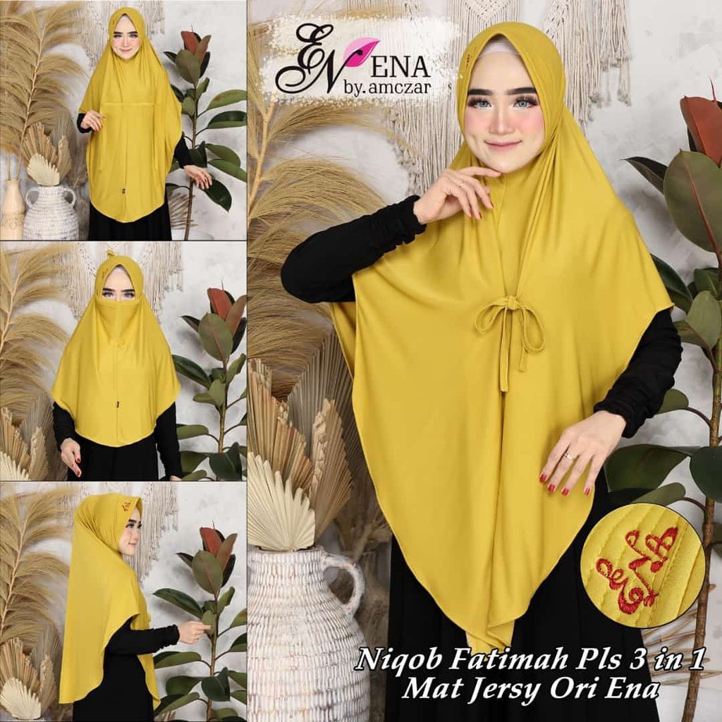 Jilbab hijab kerudung instan Jumbo Ena Fatimah 3in1 Polos