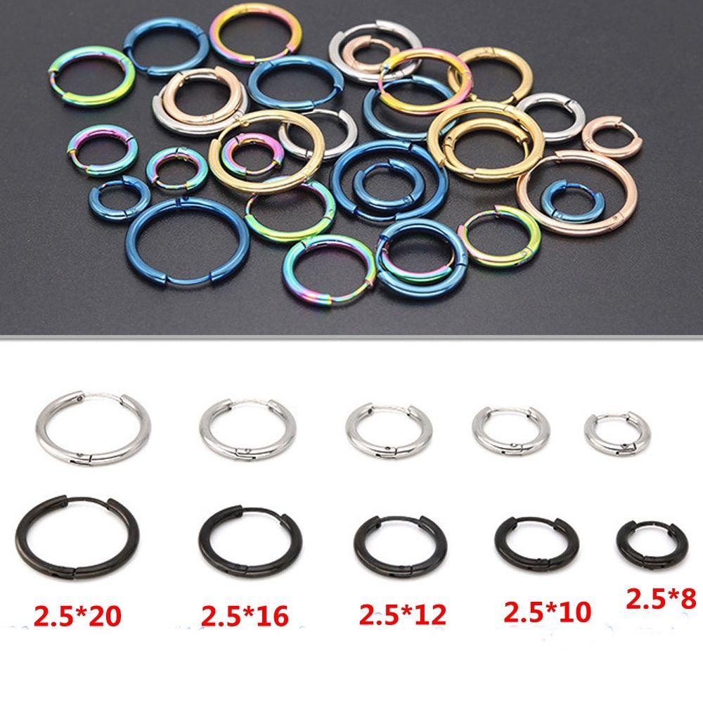 Lily 1pasang Anting Hoop Bulat Tabung Punk Perhiasan Stainless Steel