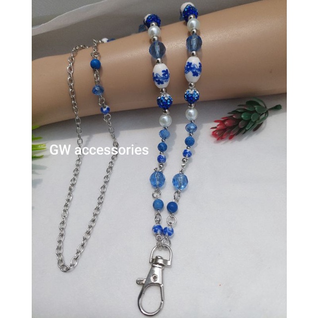 

Tali name tag batu keramik kristal rantai premium