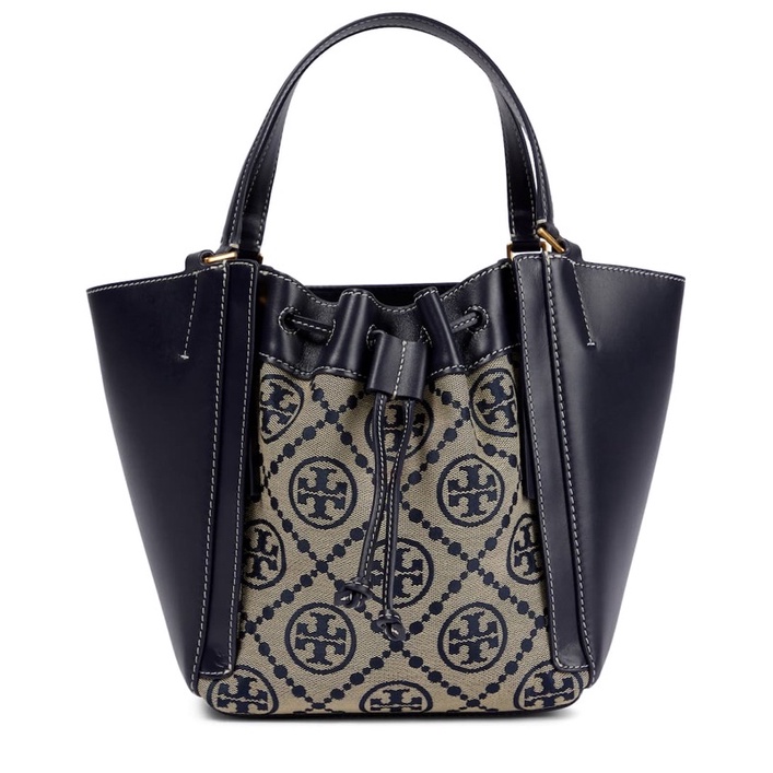 Tory Burch T Monogram Jacquard And Leather Tote