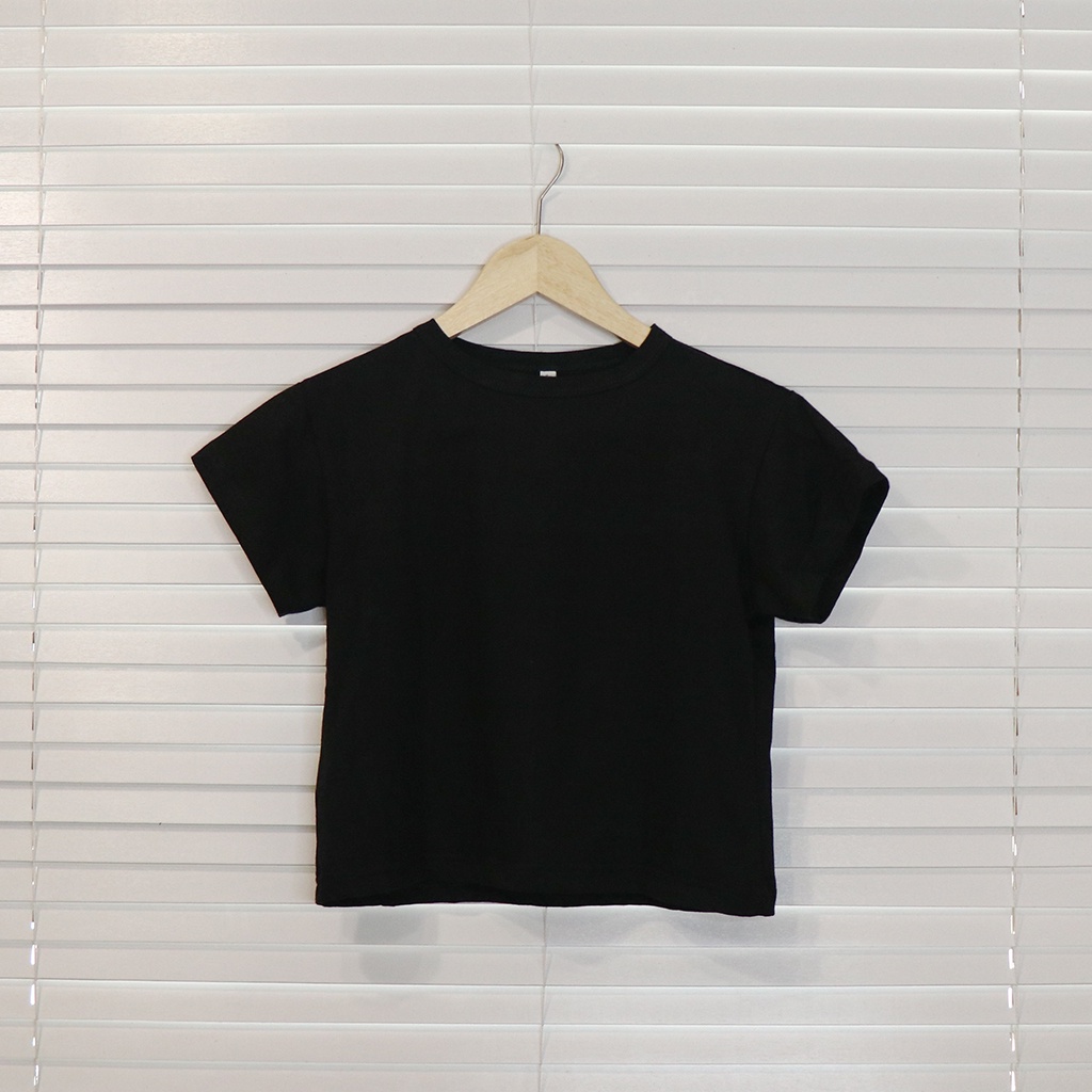 Crop Top T-Shirt Wanita kaos Kerah Bulat NR