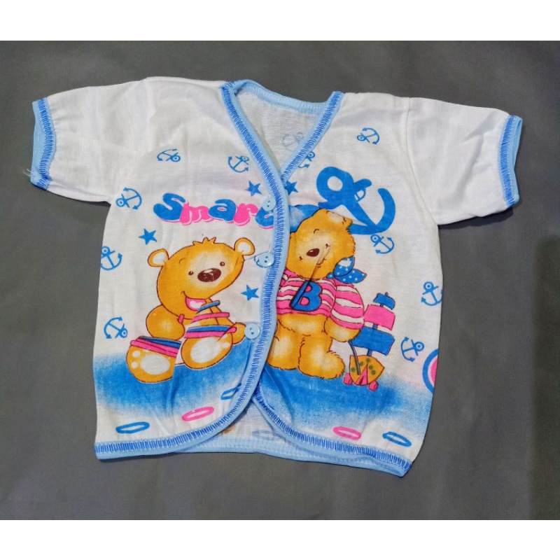 Baju Bayi Lengan Pendek PUTIH Size New Bahan Katun Atasan Bayi Baru Lahir Murah