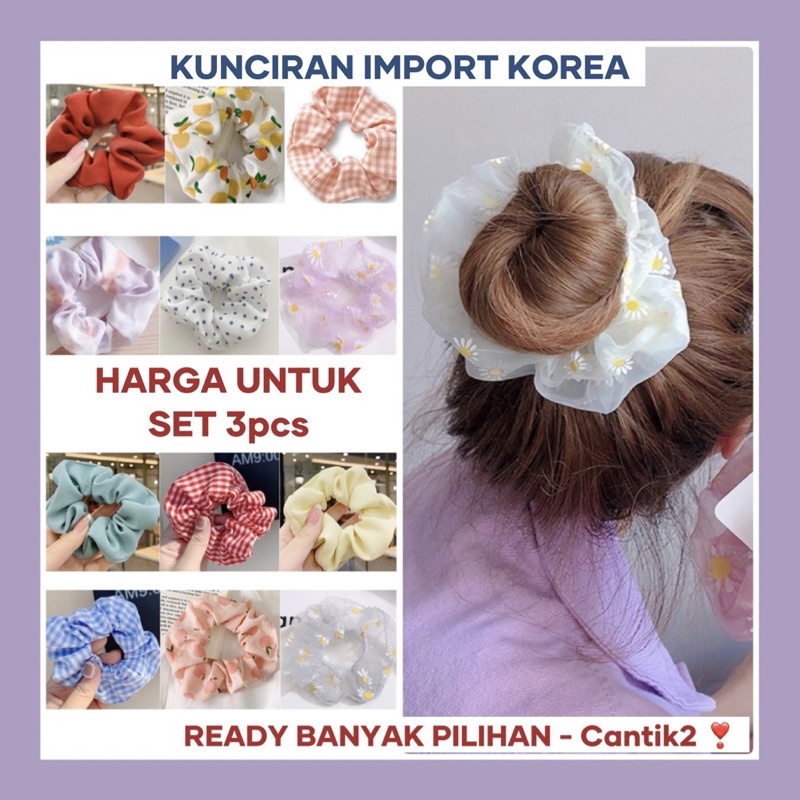 BISA COD 3Pcs/Set Scrunchie hijab Kunciran korea Ikat Rambut ANAK Kunciran anak princess