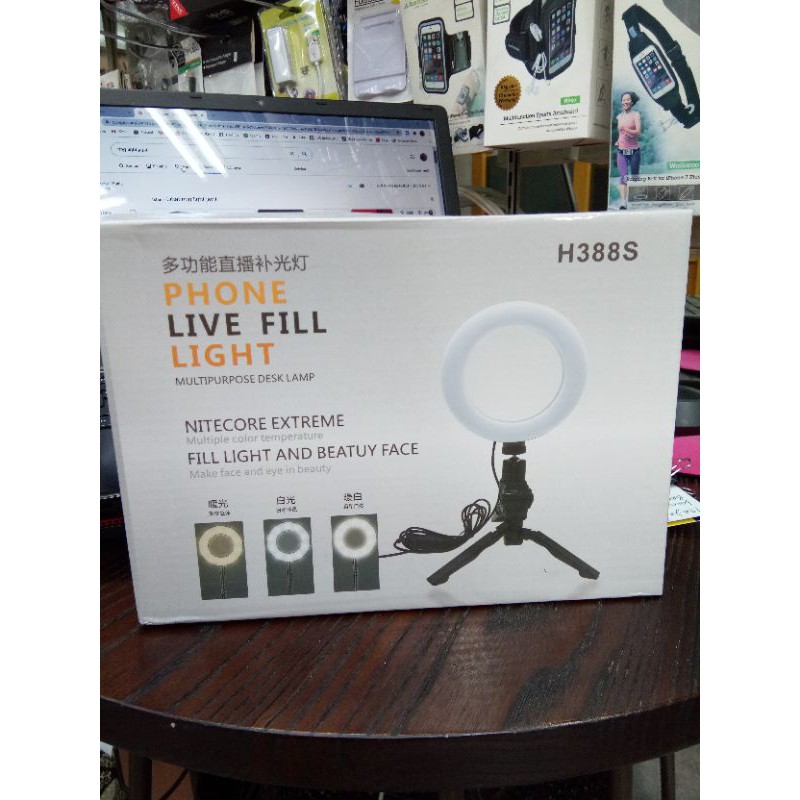 Ring Ligth Mini Tripod dan Ring Ligth Lazypod Jepit Meja 3 Mode Ligth