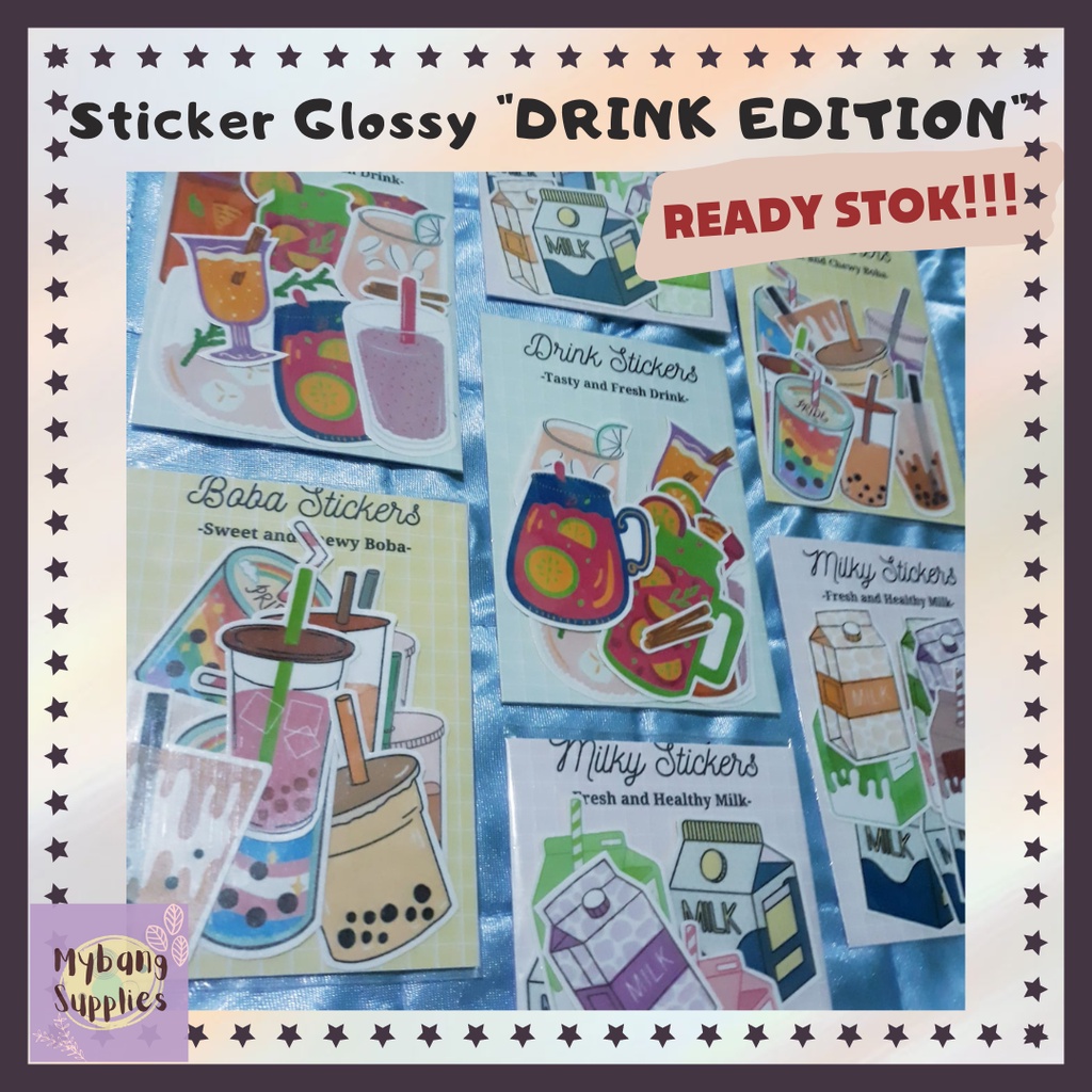 

[READY STOK] Stiker Glossy Drink Edition Die-Cut (free cutting)
