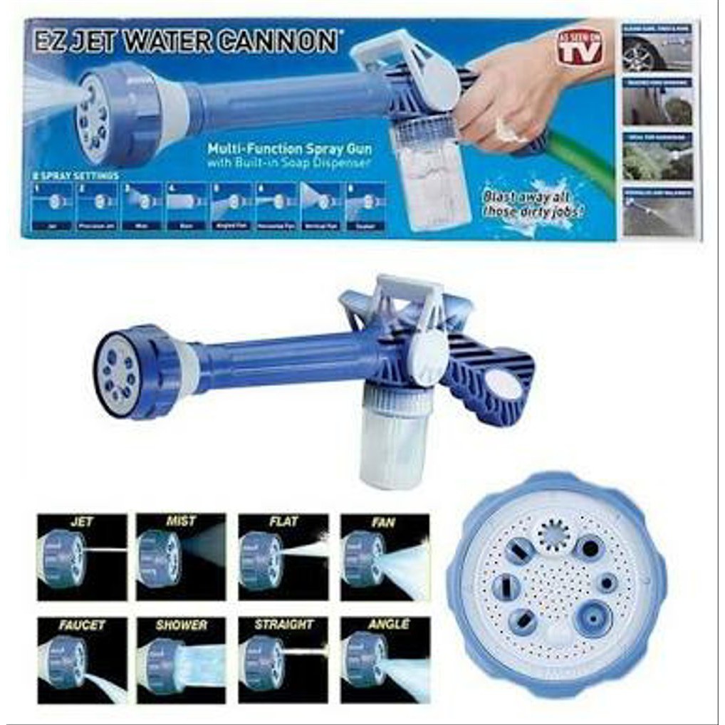 [COD] 8in1 EZ JET WATER CANNON PENYEMPROT AIR Alat Penyiram Langsunng Sambung Pipa Selang Praktis