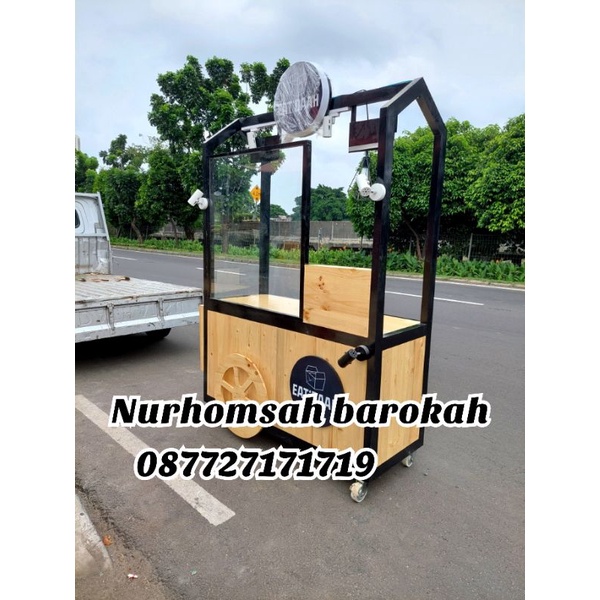 gerobak kayu murah/gerobak kayu jati belanda/booth minimalis