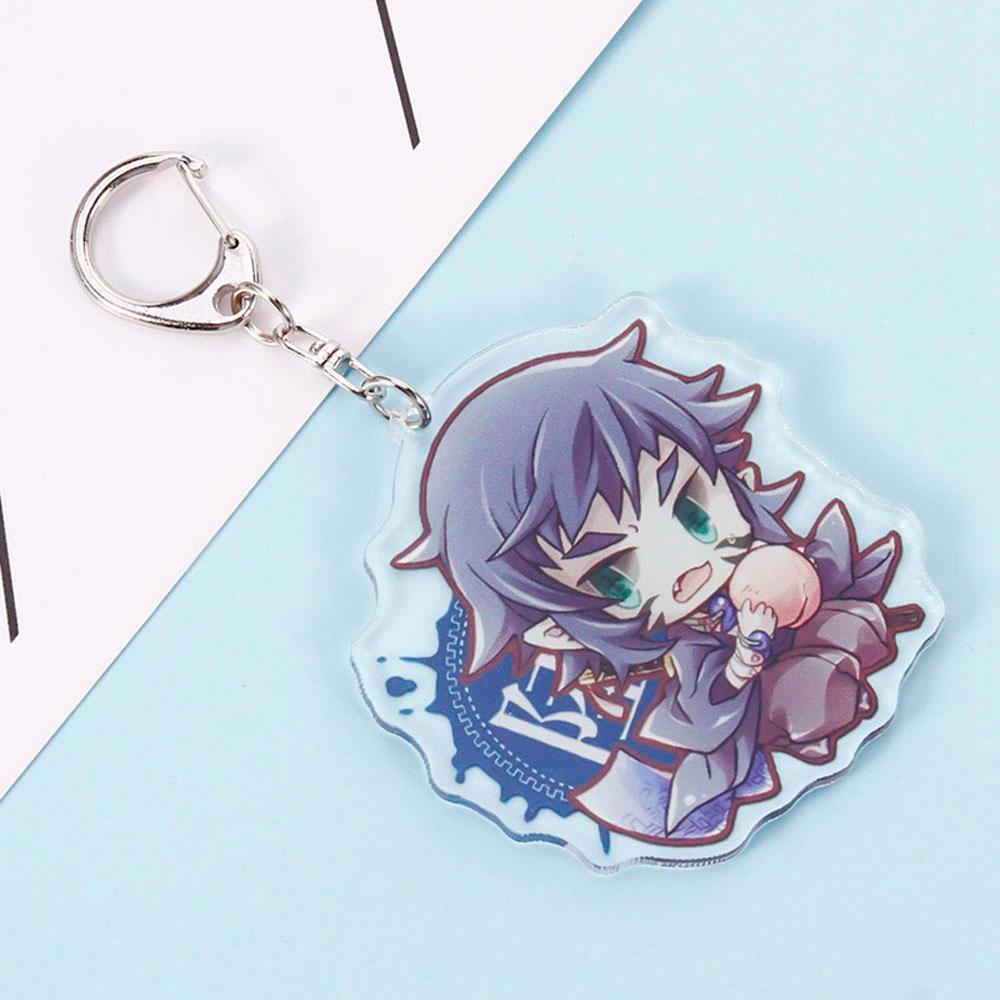 QUINTON Gantungan Kunci Demon Slayer Kreatif Model Patung Akrilik Kimetsu No Yaiba Miniatur Kyoujurou Key Ring