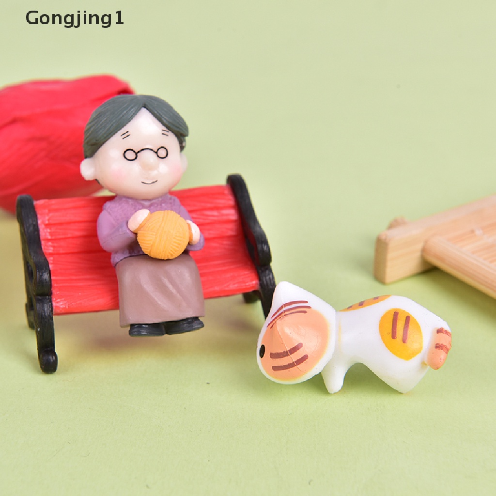 Gongjing1 3pcs / set Miniatur Kakek Nenek Bahan Resin Untuk Dekorasi Rumah