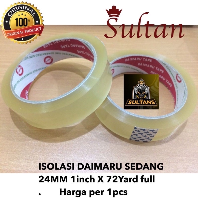 PROMO PER 1PCS ISOLASI LAKBAN DAIMARU ORIGINAL UKURAN SEDANG 24MM 1INCH 72YARD FULL