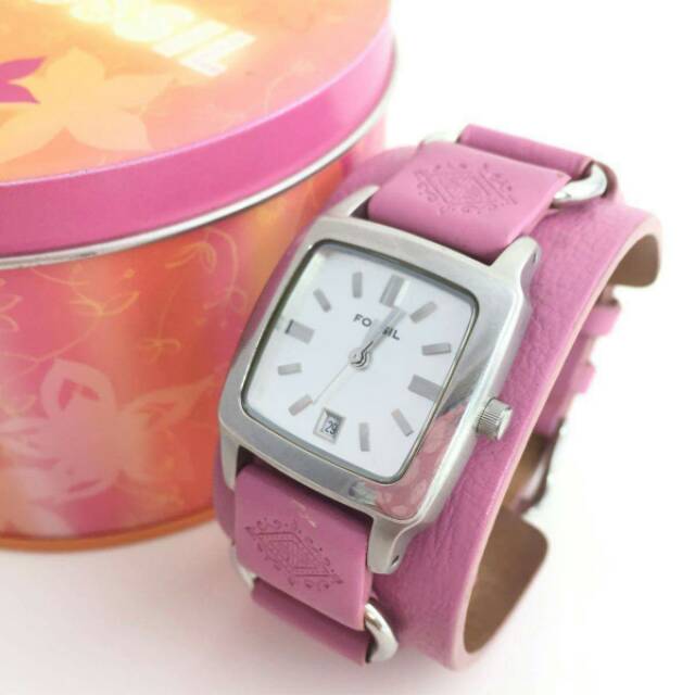 Jam fossil pink+tinbox bulat