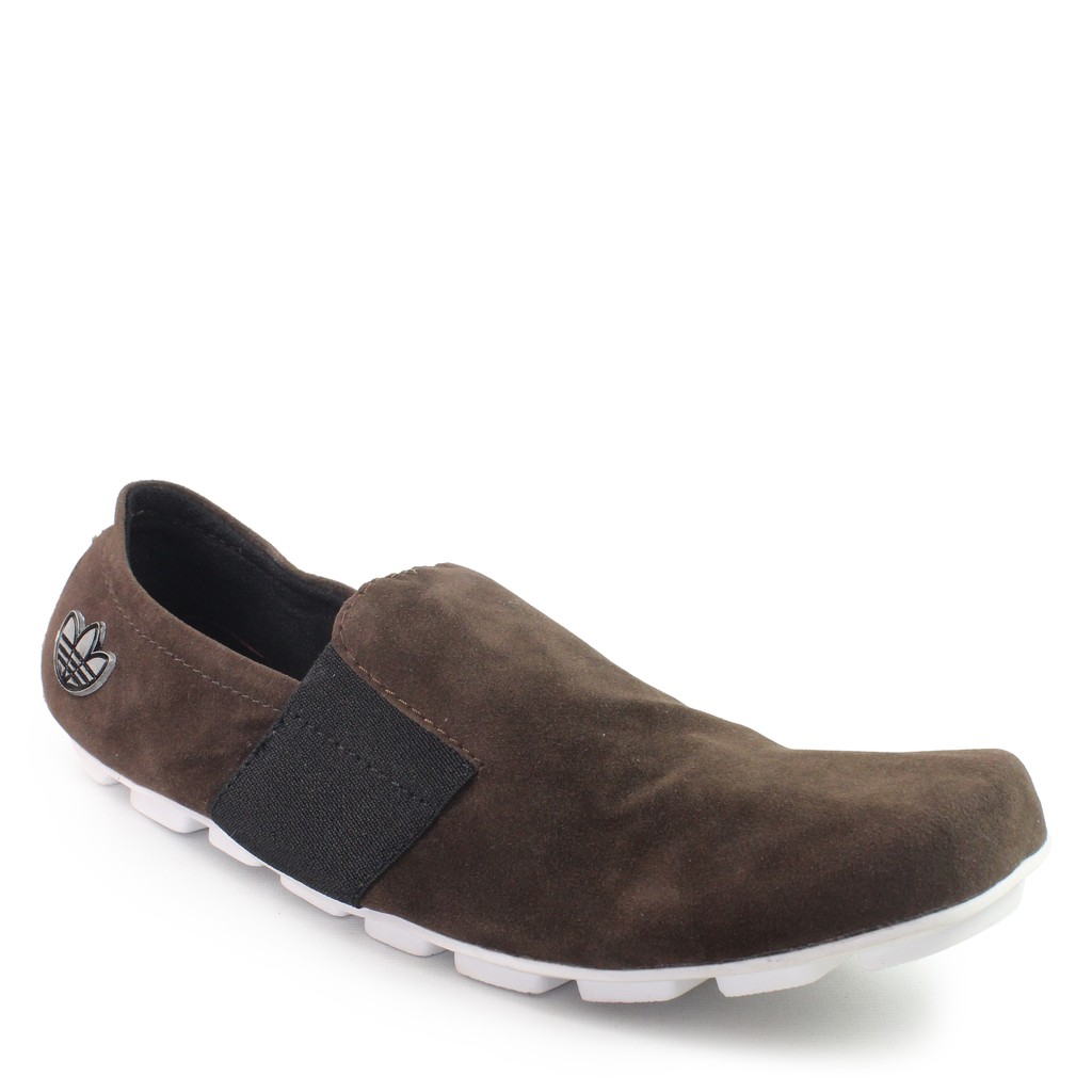 BARU !! Sepatu Casual Slop Pria Adidas Asensio Coklat Moccasin Suede Murah / Spatu Slip On Kerja