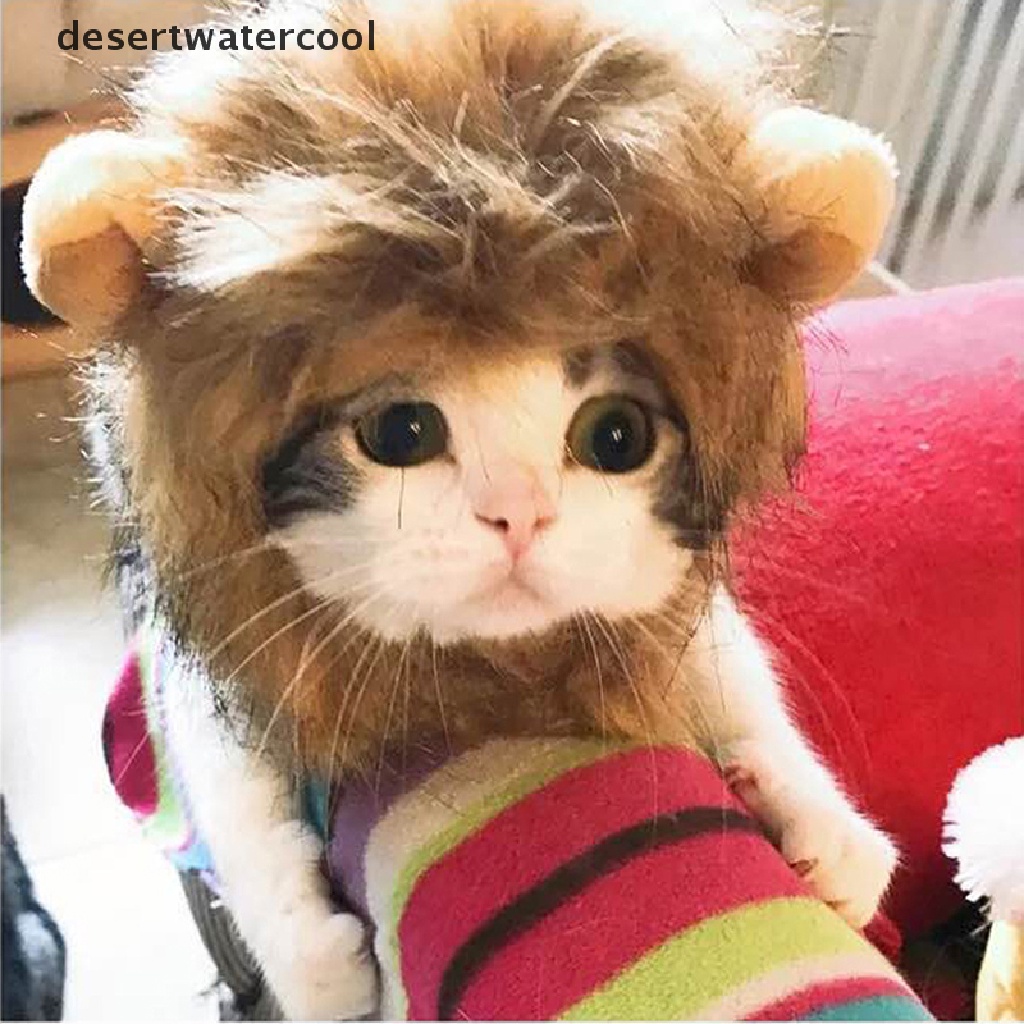 Deid Topi Wig / Rambut Palsu Anjing / Kucing Model Singa Untuk Kostum Cosplay