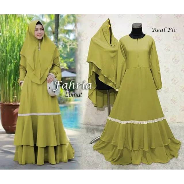  BUSANA  MUSLIM  WANITA GAMIS PESTA  GAMIS SYARI FAHRIA 