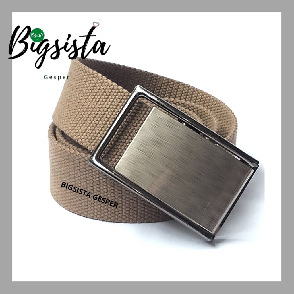 Ikat Pinggang Pria Katun Kanvas Ukuran Jumbo Kepala Polos Gesper Pria Tactical Bahan Kain Nylon Bigsize Sabuk Unisex Wanita oversize Sabuk Army