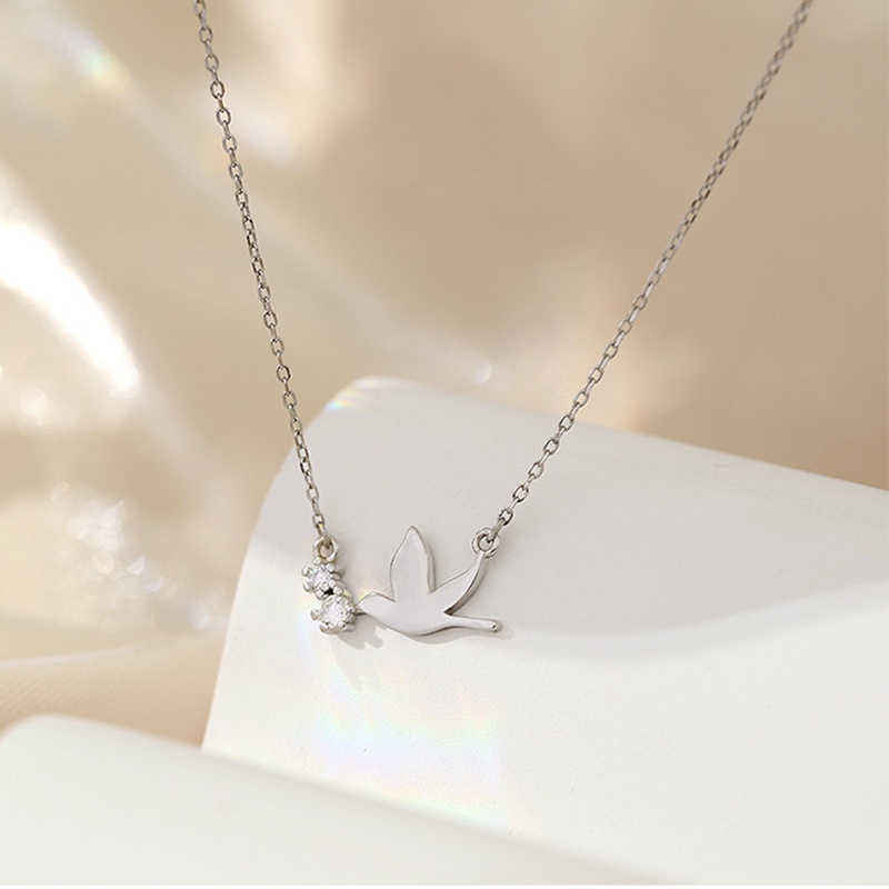 Fashion Peace Dove Pendant Necklace Kalung Korea Bird Silver Chain Necklaces for Women Jewelry Gift