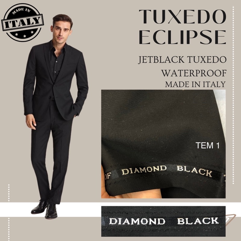 [TEM] BAHAN KAIN JAS TUXEDO ECLIPSE WATERPROOF / BAHAN KAIN JAS HITAM HALUS / SEMIWOOL JAS FORMAL/ B